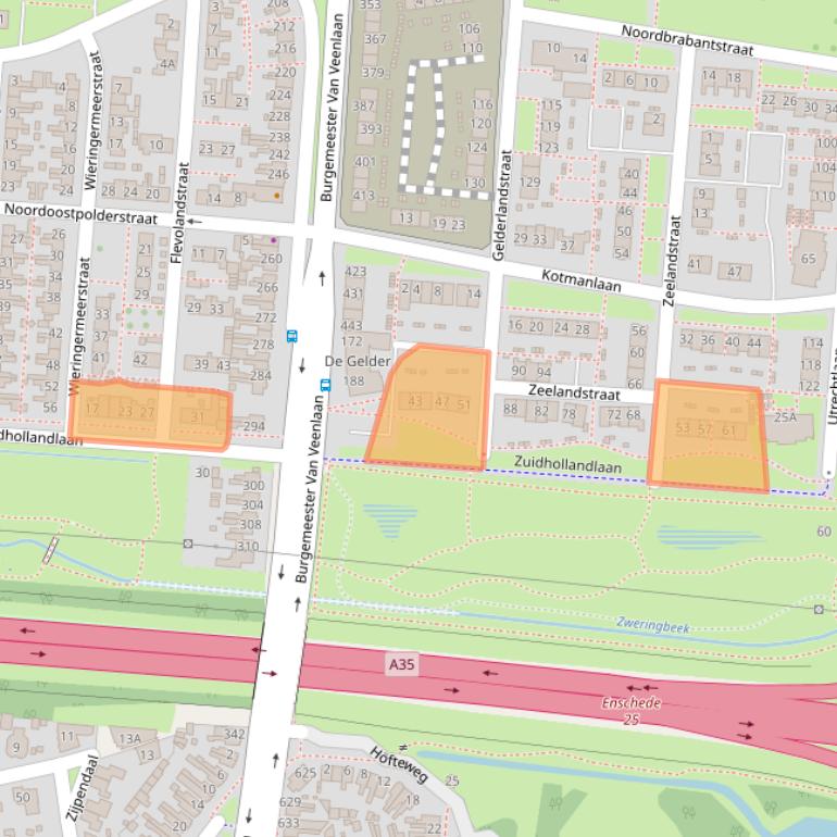 Kaart van postcodegebied 7543CA.