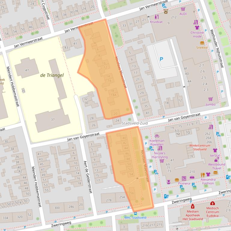 Kaart van postcodegebied 7545CE.