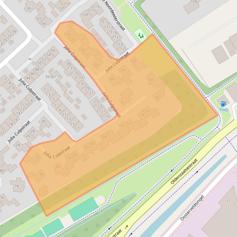 Kaart van postcodegebied 7558JB.