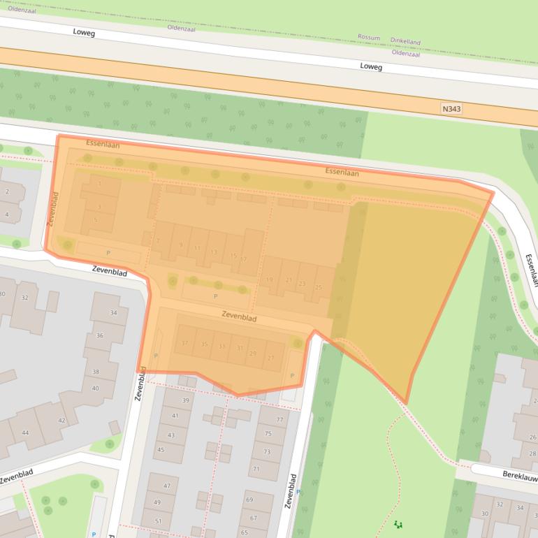 Kaart van postcodegebied 7577ED.