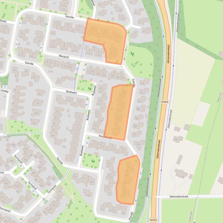 Kaart van postcodegebied 7577HV.