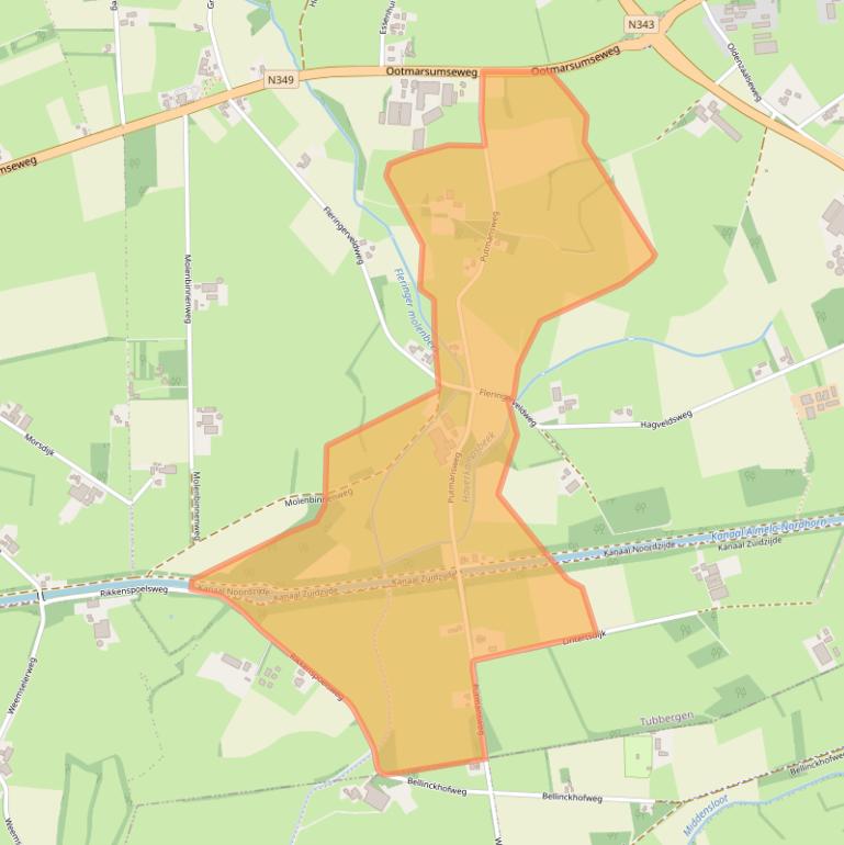 Kaart van postcodegebied 7666LX.