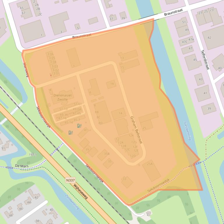 Kaart van postcodegebied 8013PL.