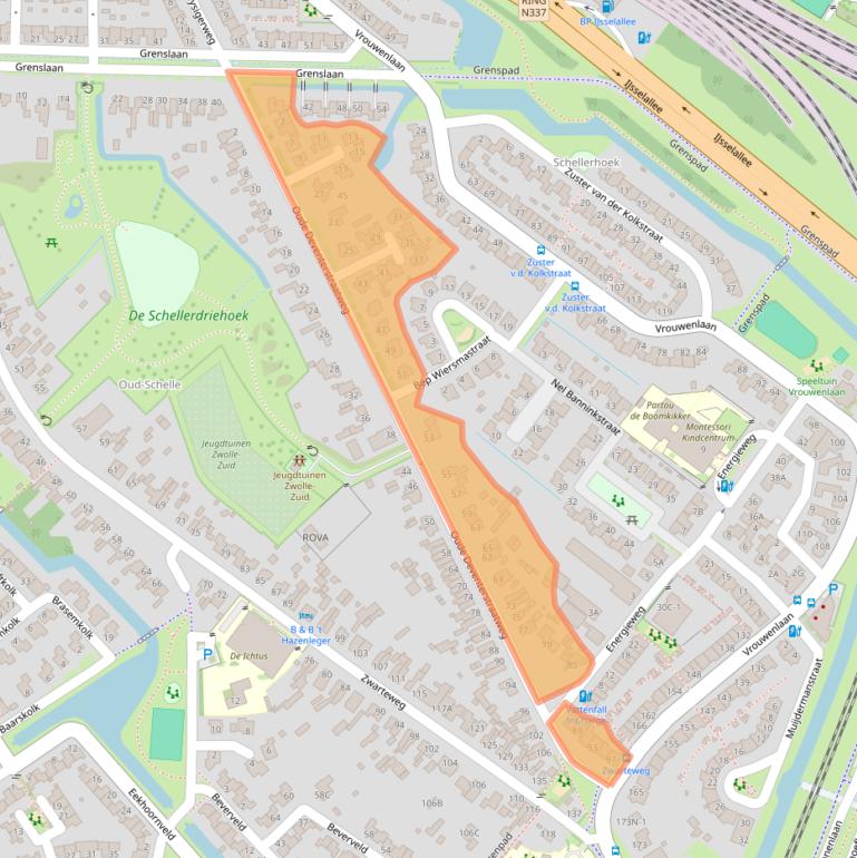 Kaart van postcodegebied 8017BA.