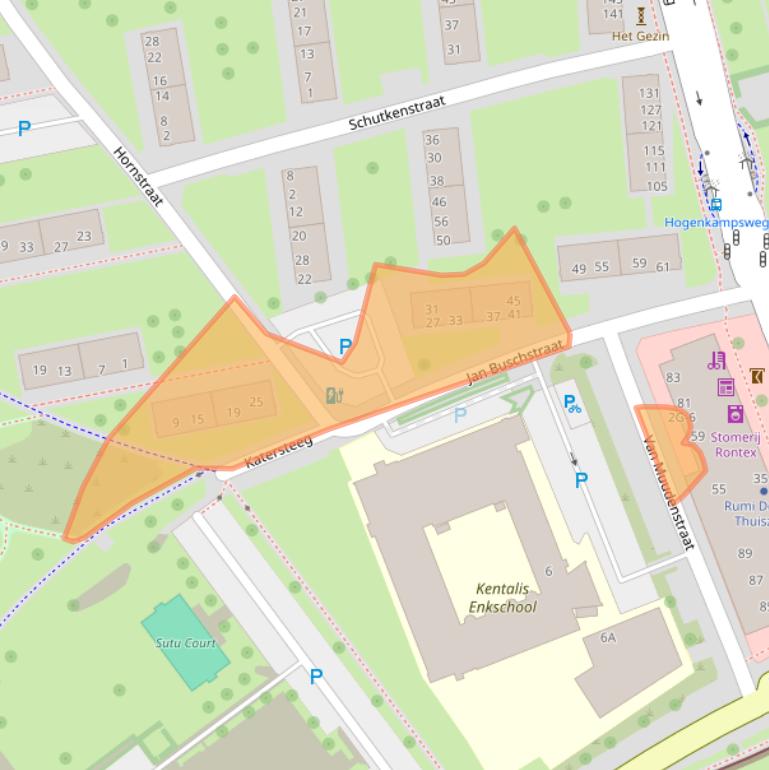 Kaart van postcodegebied 8022DX.