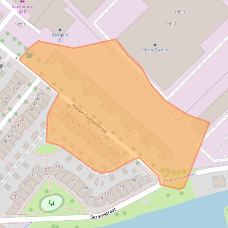 Kaart van postcodegebied 8022NP.