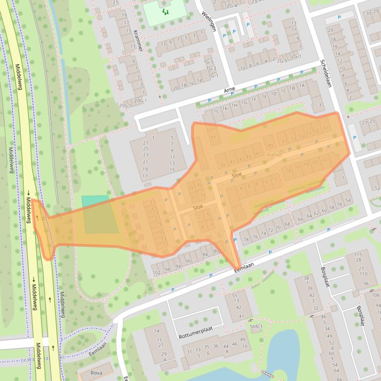 Kaart van postcodegebied 8032PD.