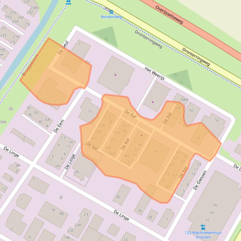 Kaart van postcodegebied 8253PN.