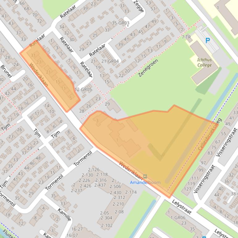 Kaart van postcodegebied 8265DA.