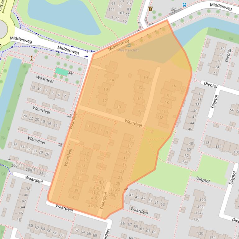 Kaart van postcodegebied 8332BB.