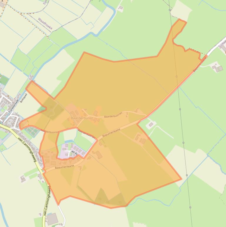 Kaart van postcodegebied 8822WR.