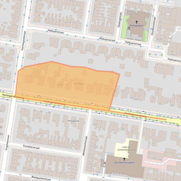Kaart van postcodegebied 8916BC.