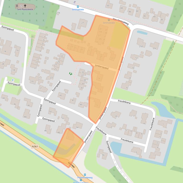 Kaart van postcodegebied 9064KR.