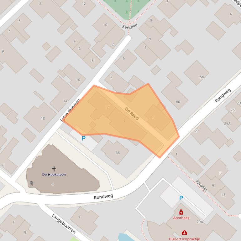 Kaart van postcodegebied 9074BV.