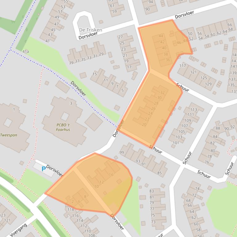 Kaart van postcodegebied 9205BK.