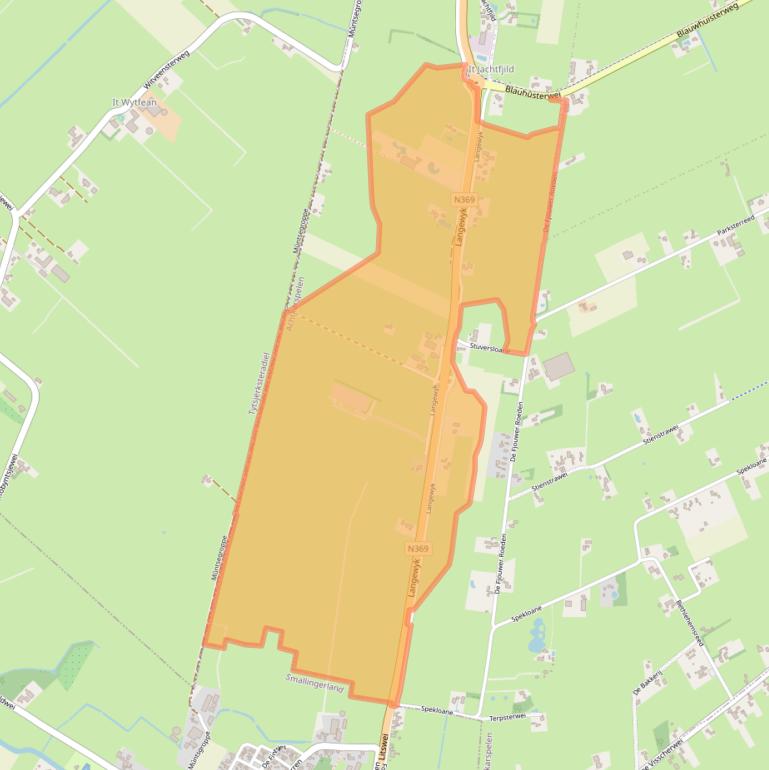 Kaart van postcodegebied 9233TS.