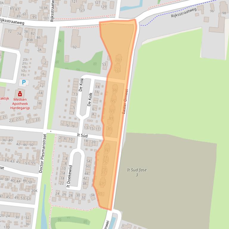 Kaart van postcodegebied 9254GT.