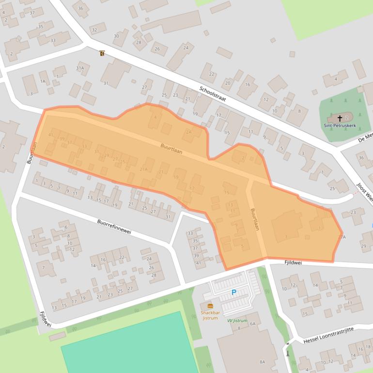 Kaart van postcodegebied 9258CK.