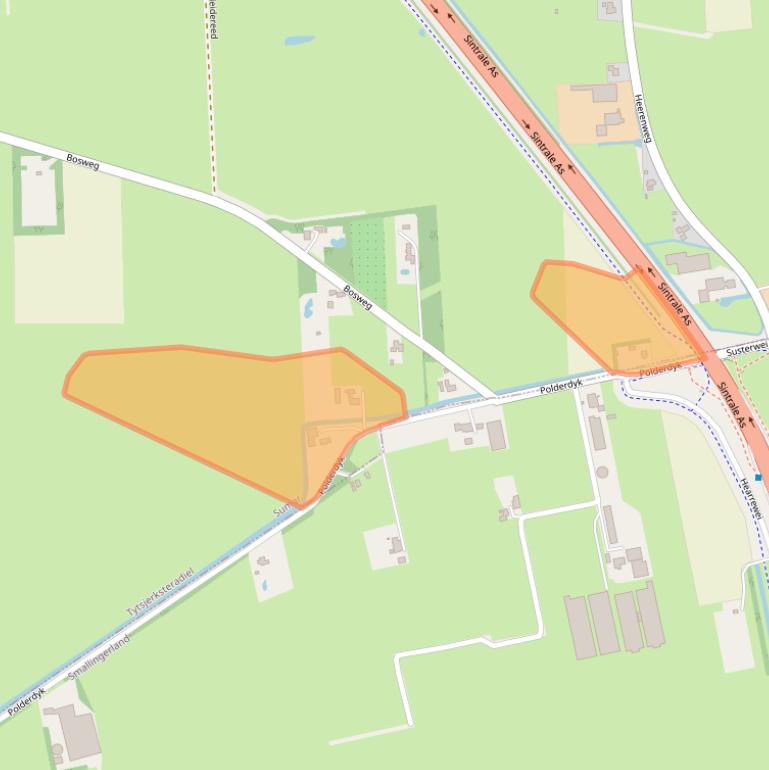 Kaart van postcodegebied 9262SZ.