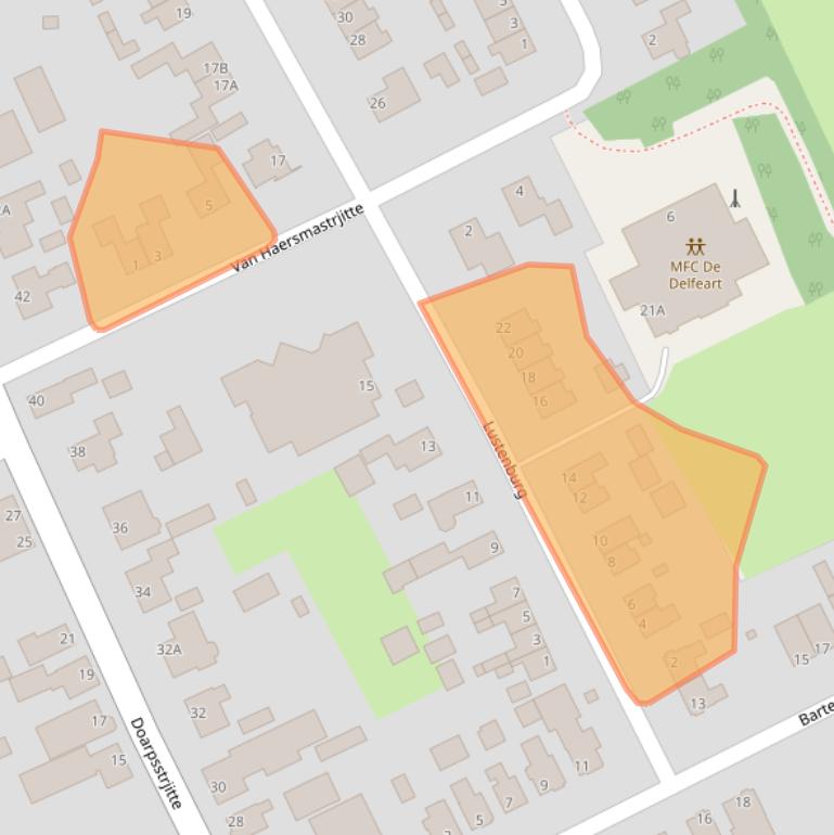 Kaart van postcodegebied 9283TL.