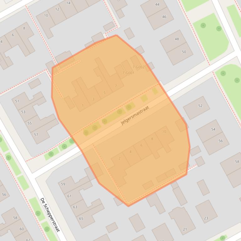 Kaart van postcodegebied 9285RC.