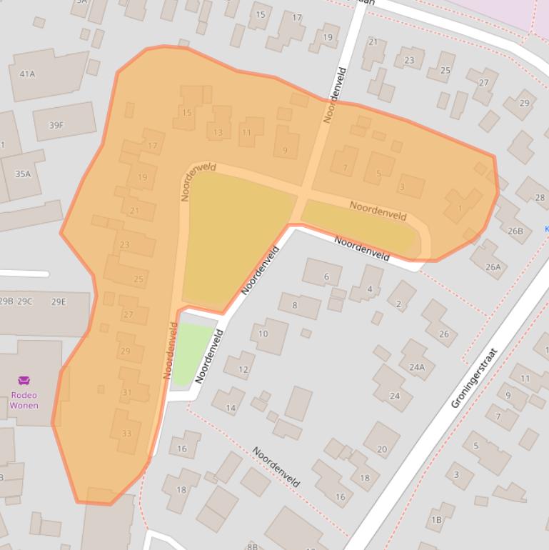 Kaart van postcodegebied 9301LG.