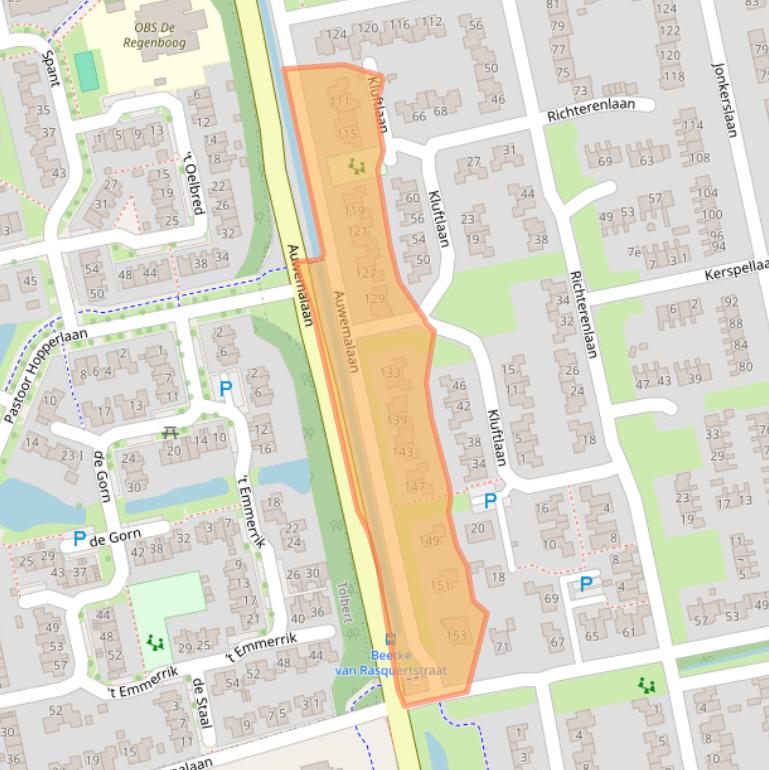 Kaart van postcodegebied 9351NC.