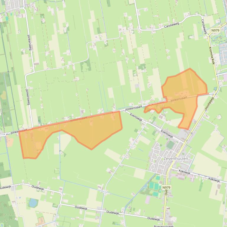 Kaart van postcodegebied 9354TN.