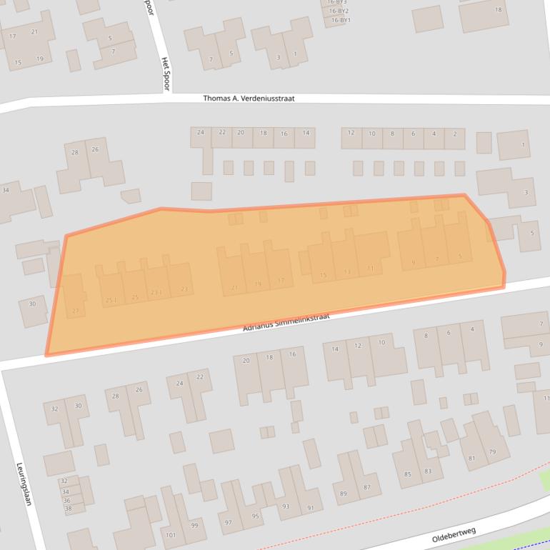 Kaart van postcodegebied 9356AJ.