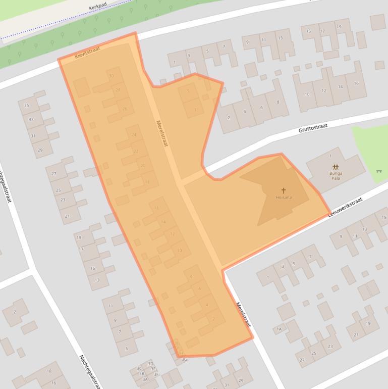 Kaart van postcodegebied 9363GJ.