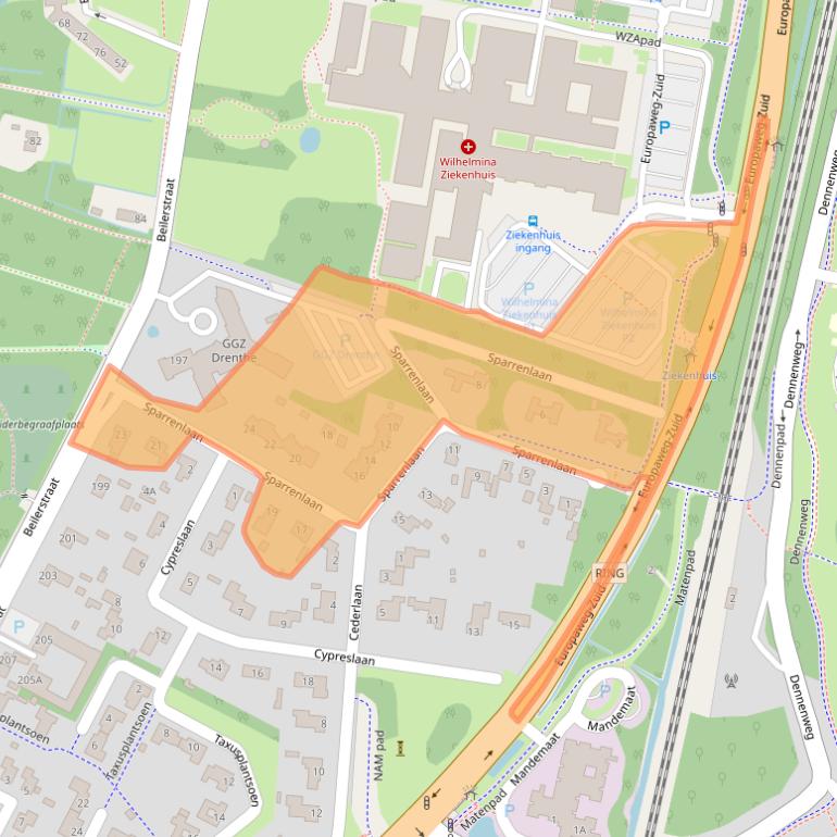 Kaart van postcodegebied 9401RB.