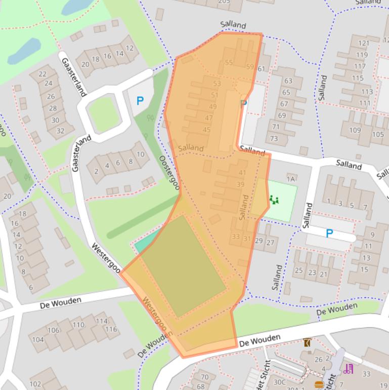 Kaart van postcodegebied 9405GD.