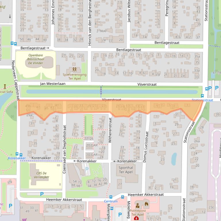 Kaart van postcodegebied 9561KP.
