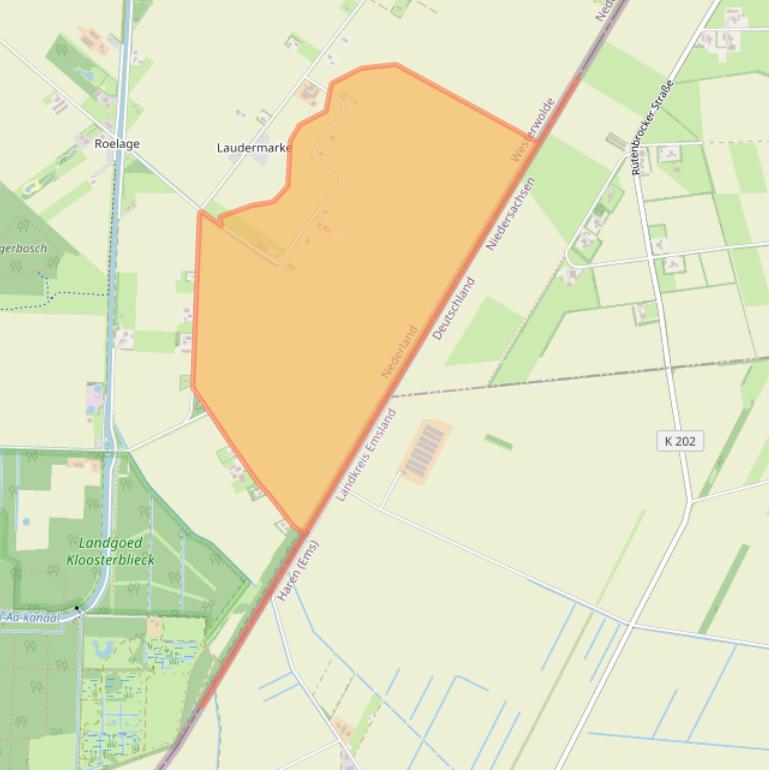 Kaart van postcodegebied 9561TS.