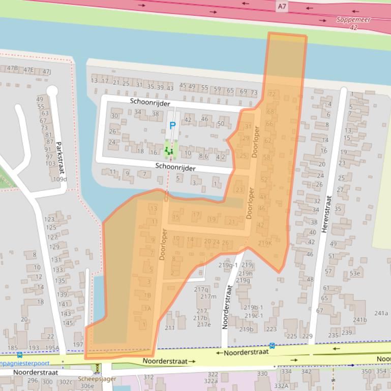 Kaart van postcodegebied 9611AX.