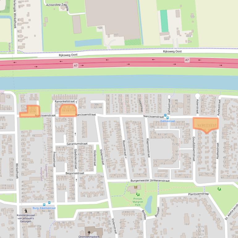 Kaart van postcodegebied 9611HB.