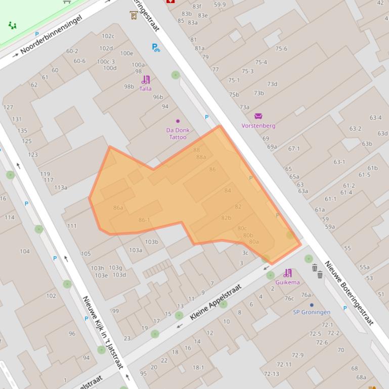 Kaart van postcodegebied 9712PR.