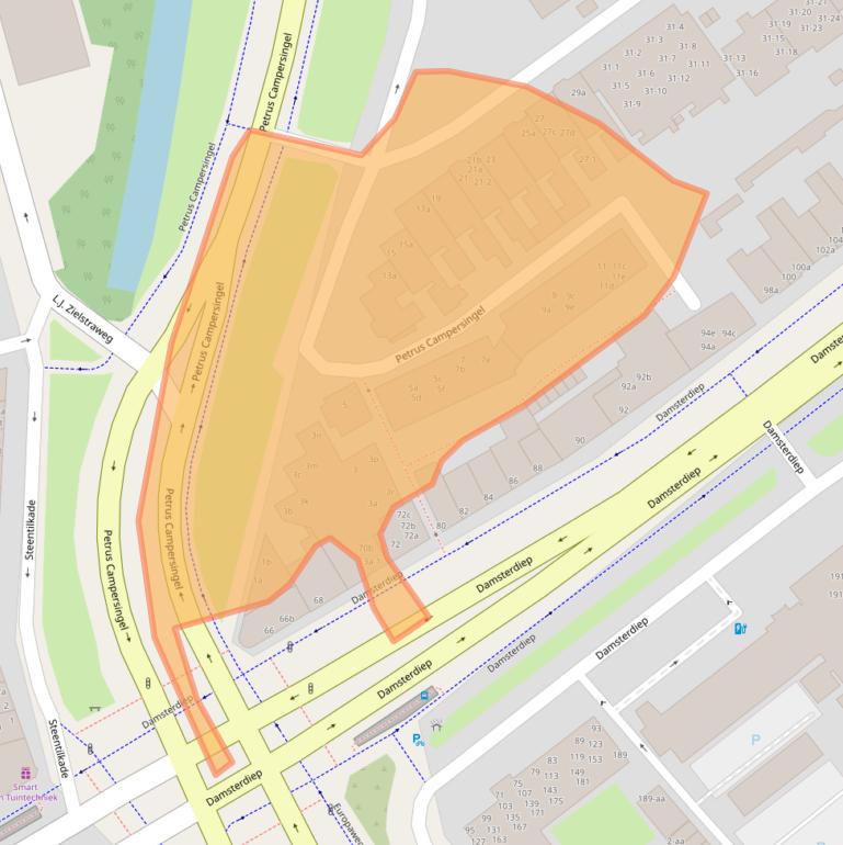 Kaart van postcodegebied 9713AC.