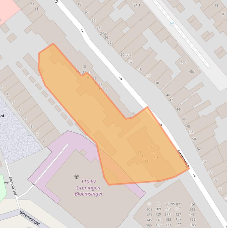 Kaart van postcodegebied 9714AS.