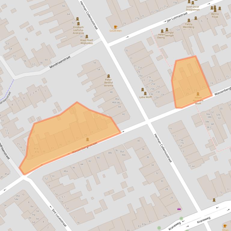 Kaart van postcodegebied 9718LH.