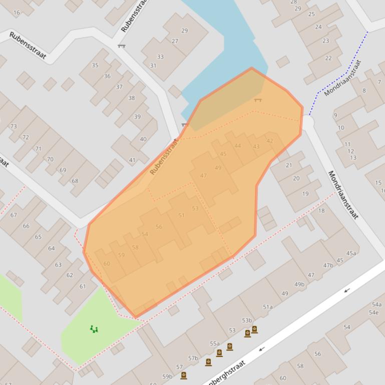 Kaart van postcodegebied 9718MD.