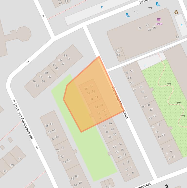 Kaart van postcodegebied 9718SV.