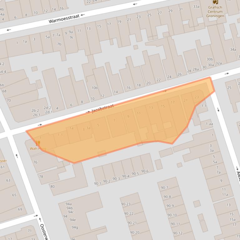 Kaart van postcodegebied 9724JN.
