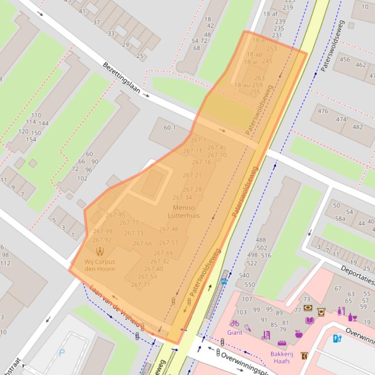 Kaart van postcodegebied 9728AC.