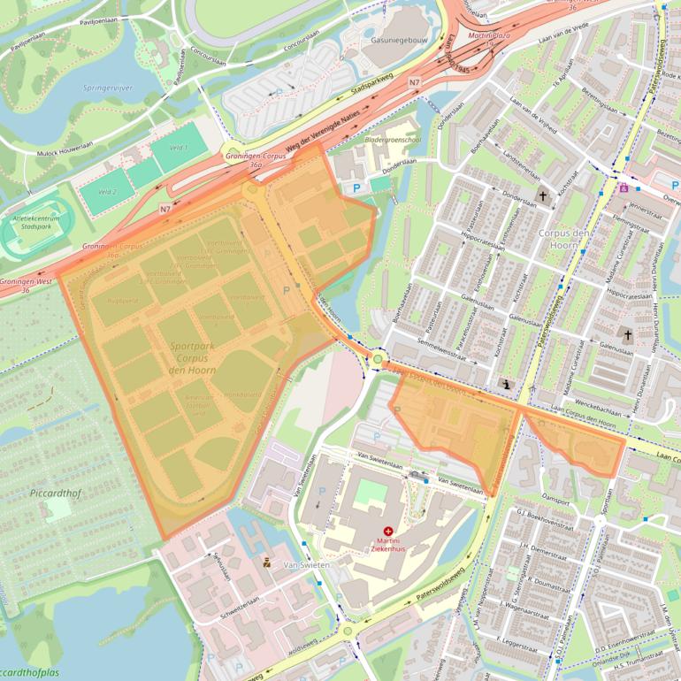 Kaart van postcodegebied 9728JR.