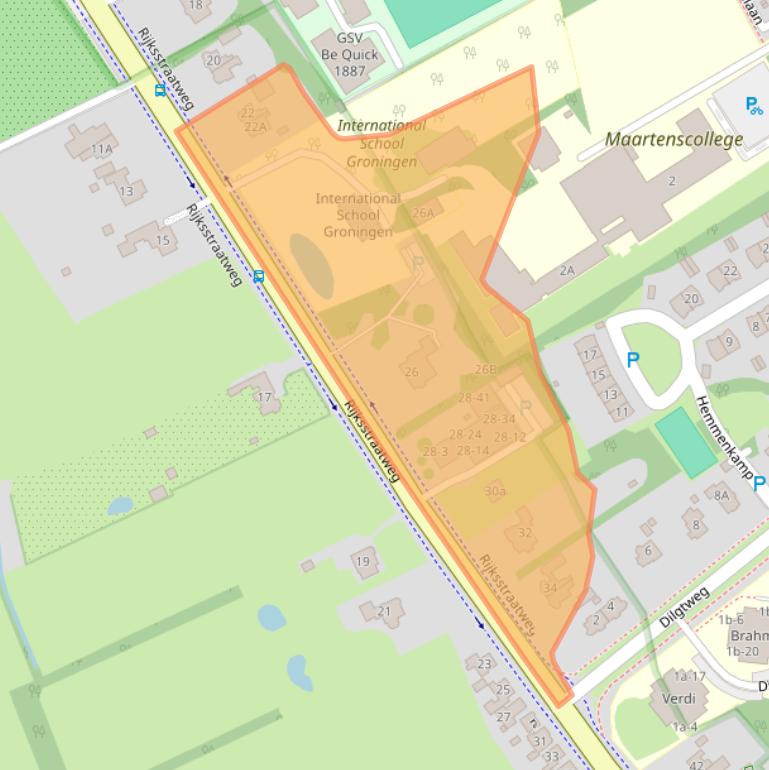 Kaart van postcodegebied 9752AE.
