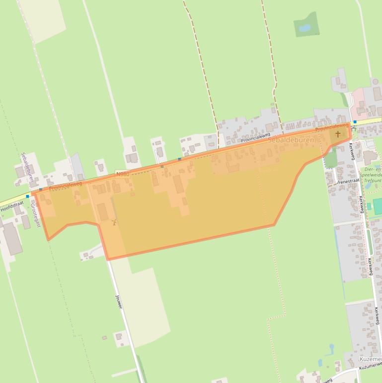 Kaart van postcodegebied 9862PE.