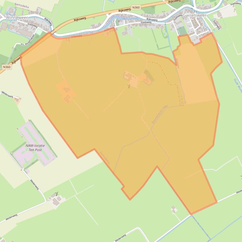 Kaart van postcodegebied 9918PN.