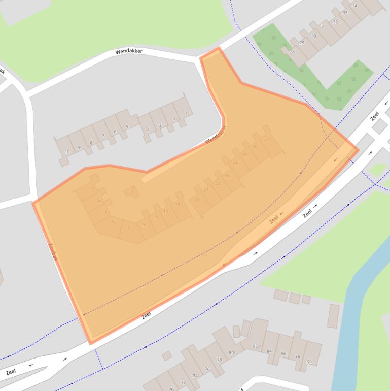 Kaart van postcodegebied 9932AT.