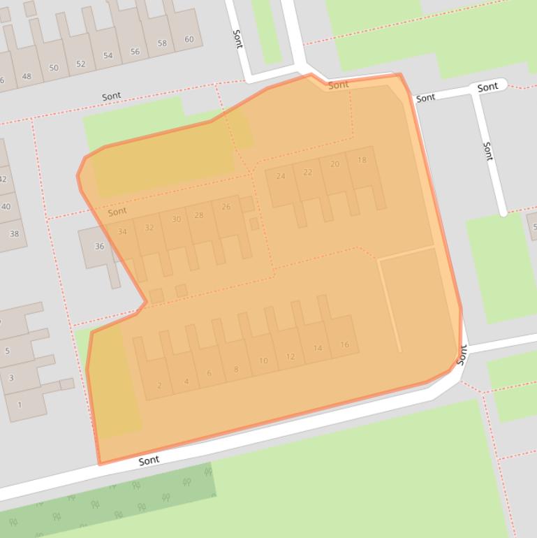 Kaart van postcodegebied 9933TG.
